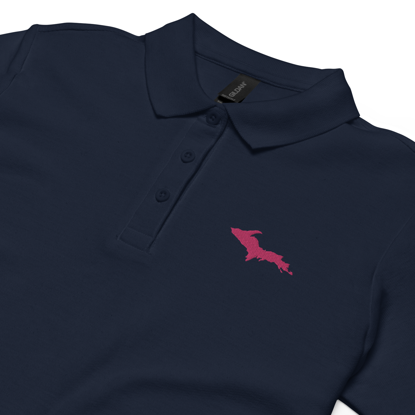 Michigan Upper Peninsula Polo Shirt (w/ Pink UP Outline) | Women's Pique