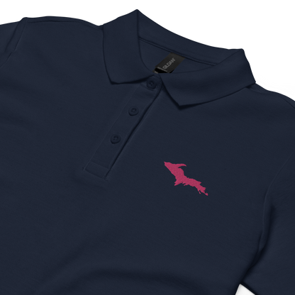 Michigan Upper Peninsula Polo Shirt (w/ Pink UP Outline) | Women's Pique