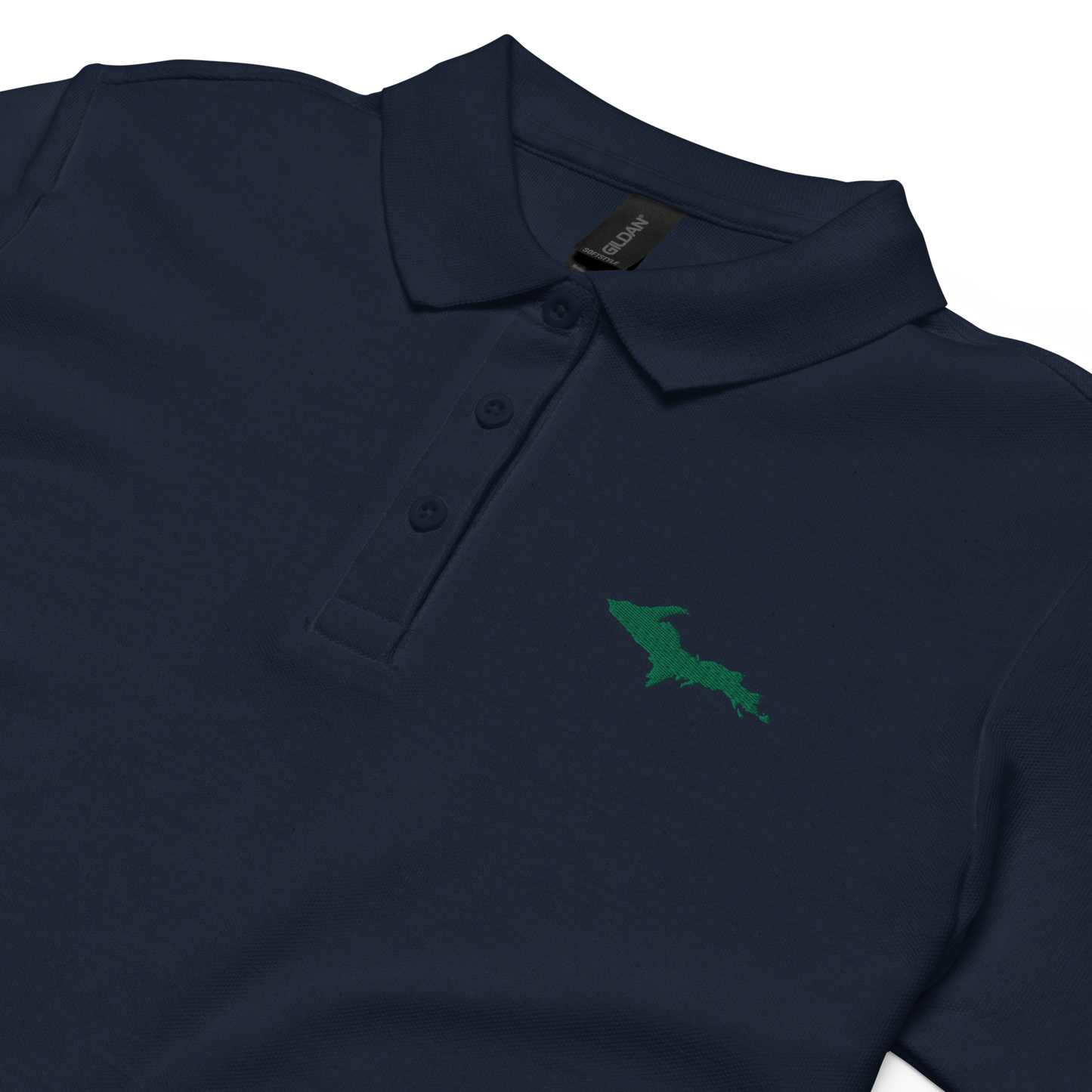 Michigan Upper Peninsula Polo Shirt (w/ Green UP Outline) | Women's Pique