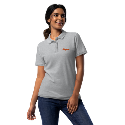 Michigan Upper Peninsula Polo Shirt (w/ Orange UP Outline) | Women's Pique