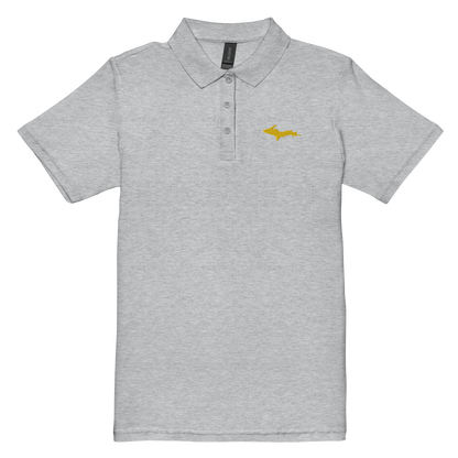 Michigan Upper Peninsula Polo Shirt (w/ Gold UP Outline) | Women's Pique