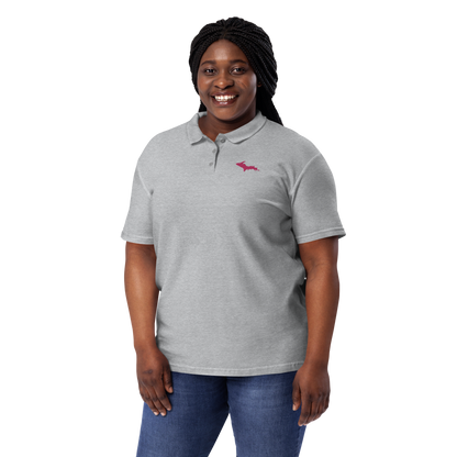 Michigan Upper Peninsula Polo Shirt (w/ Pink UP Outline) | Women's Pique