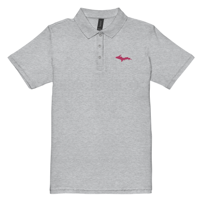 Michigan Upper Peninsula Polo Shirt (w/ Pink UP Outline) | Women's Pique