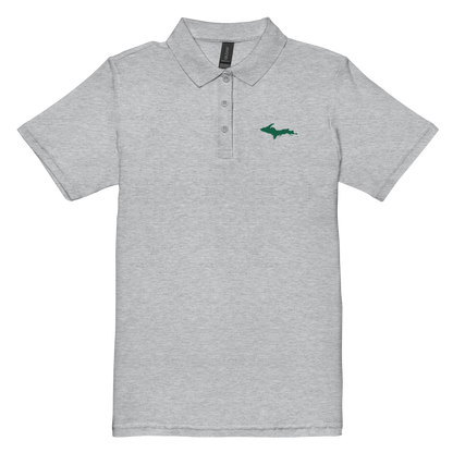 Michigan Upper Peninsula Polo Shirt (w/ Green UP Outline) | Women's Pique