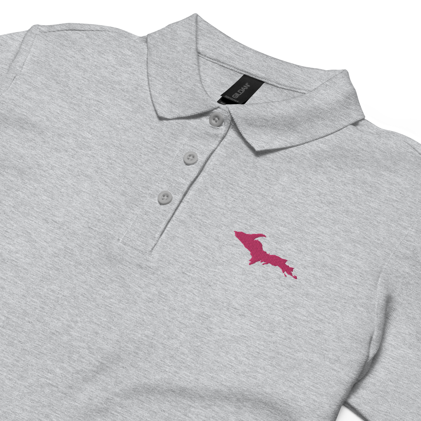 Michigan Upper Peninsula Polo Shirt (w/ Pink UP Outline) | Women's Pique