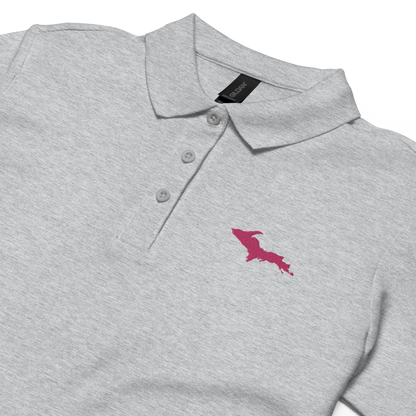 Michigan Upper Peninsula Polo Shirt (w/ Pink UP Outline) | Women's Pique