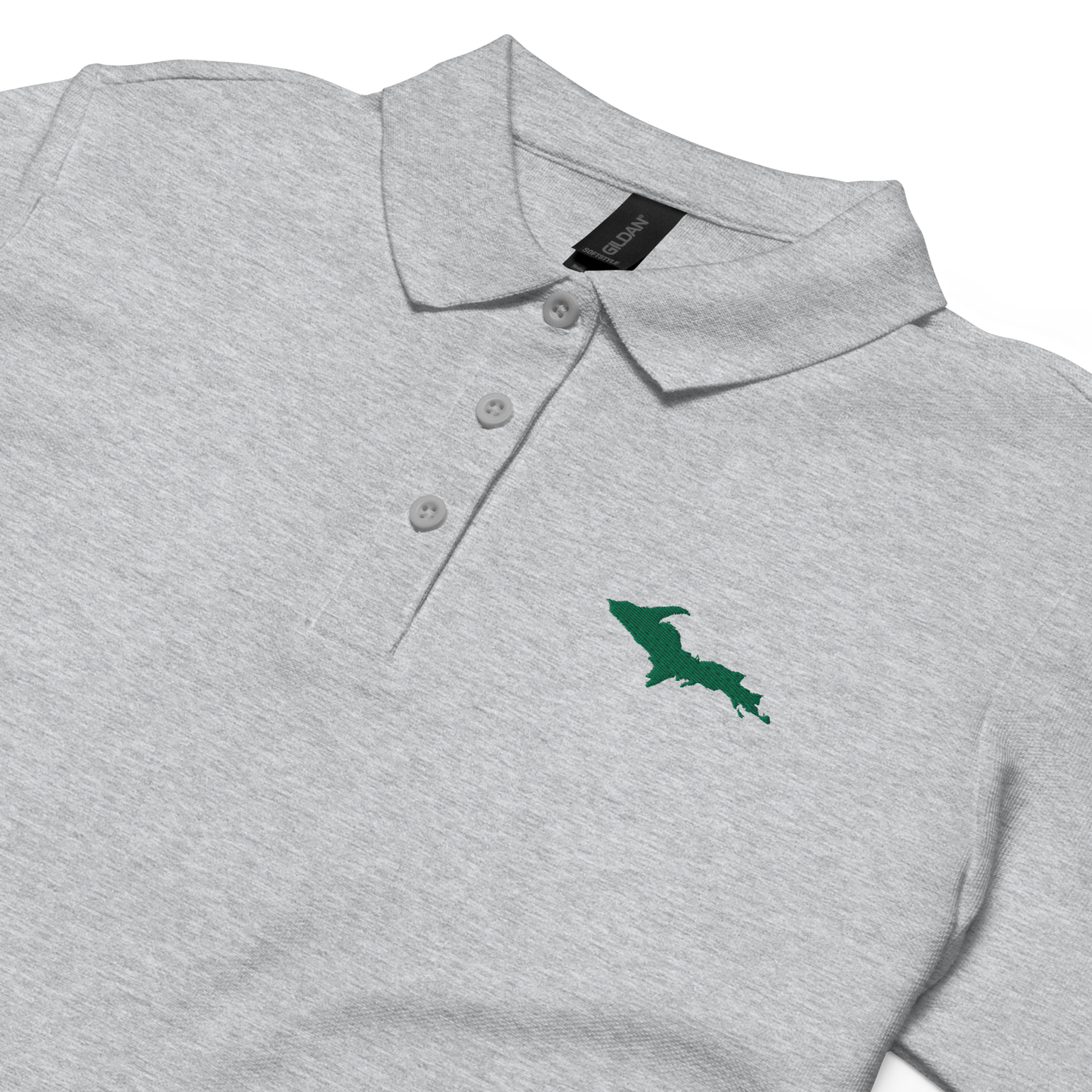 Michigan Upper Peninsula Polo Shirt (w/ Green UP Outline) | Women's Pique