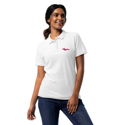 Michigan Upper Peninsula Polo Shirt (w/ Pink UP Outline) | Women's Pique