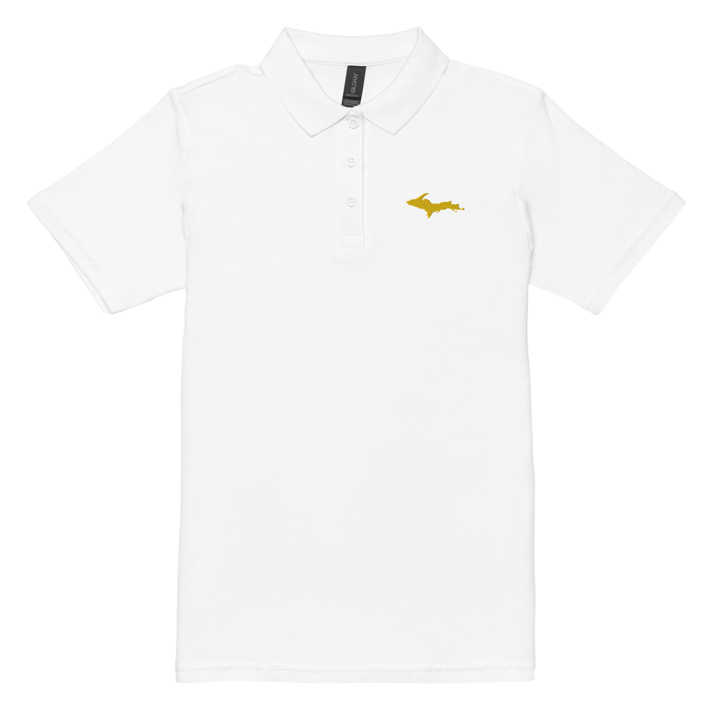 Michigan Upper Peninsula Polo Shirt (w/ Gold UP Outline) | Women's Pique