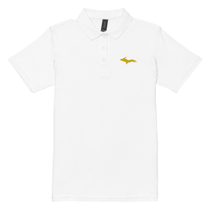 Michigan Upper Peninsula Polo Shirt (w/ Gold UP Outline) | Women's Pique