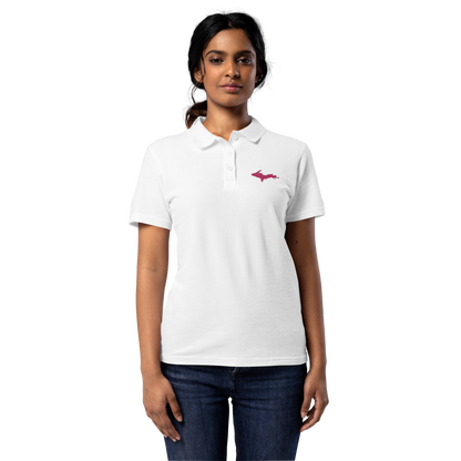 Michigan Upper Peninsula Polo Shirt (w/ Pink UP Outline) | Women's Pique