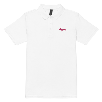 Michigan Upper Peninsula Polo Shirt (w/ Pink UP Outline) | Women's Pique