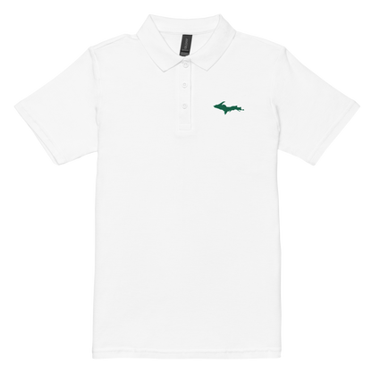 Michigan Upper Peninsula Polo Shirt (w/ Green UP Outline) | Women's Pique