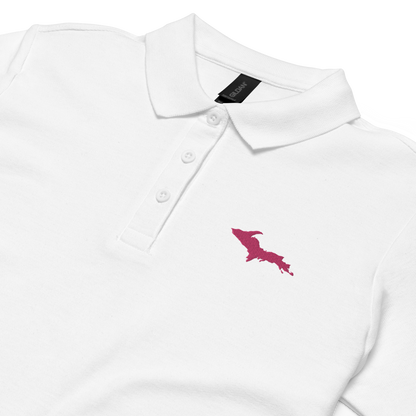 Michigan Upper Peninsula Polo Shirt (w/ Pink UP Outline) | Women's Pique