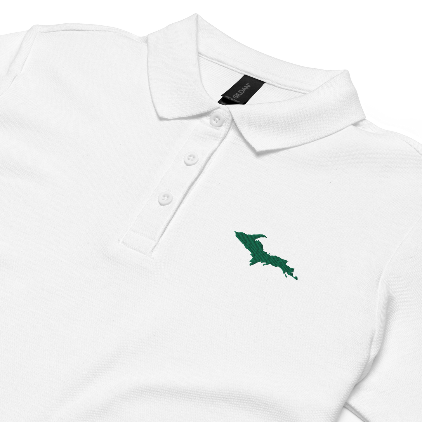 Michigan Upper Peninsula Polo Shirt (w/ Green UP Outline) | Women's Pique