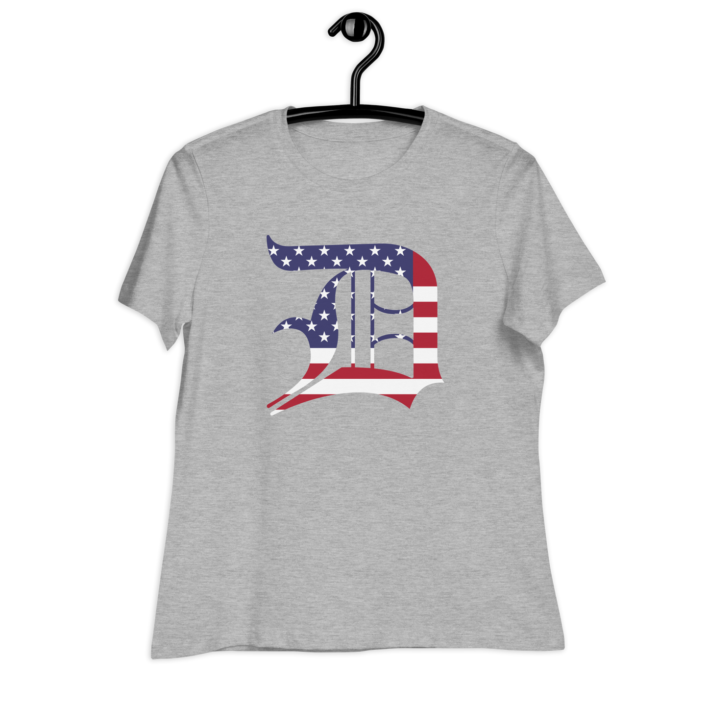 Detroit 'Old English D' T-Shirt (Patriotic Edition) | Women's Relaxed Fit