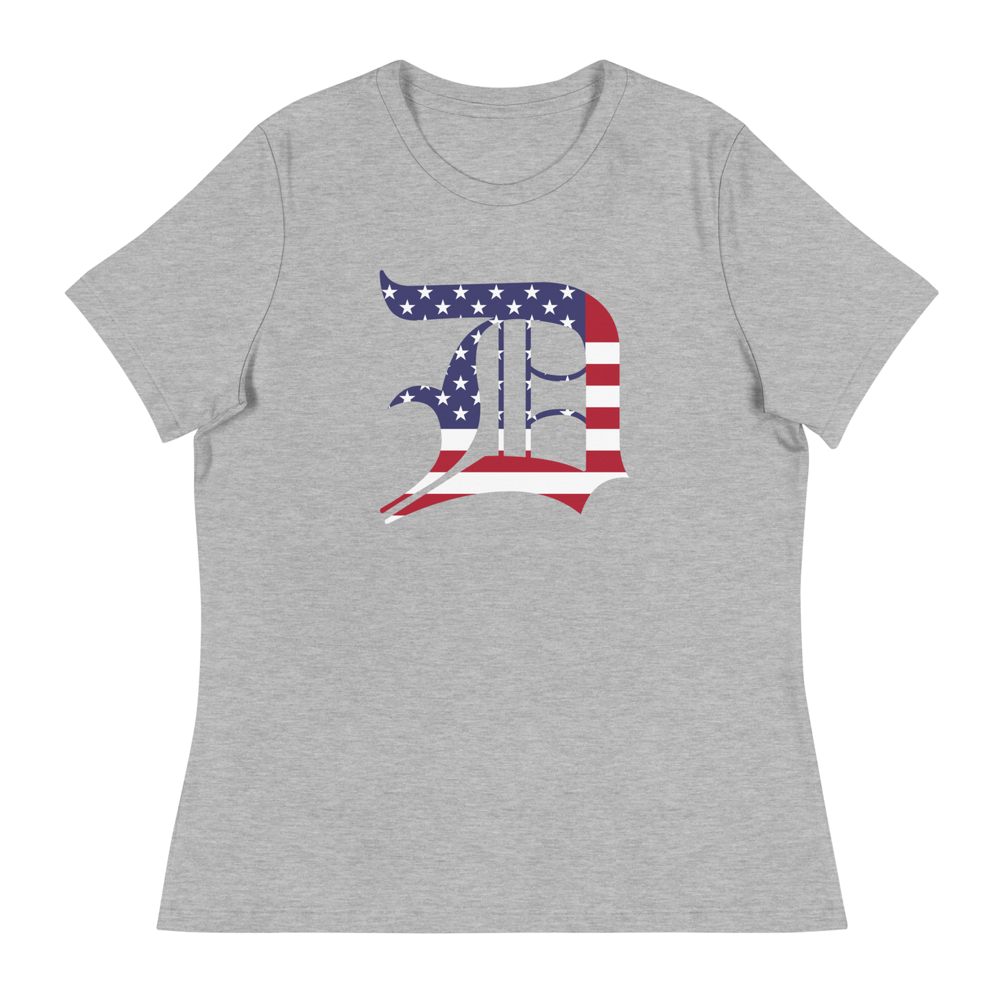 Detroit 'Old English D' T-Shirt (Patriotic Edition) | Women's Relaxed Fit