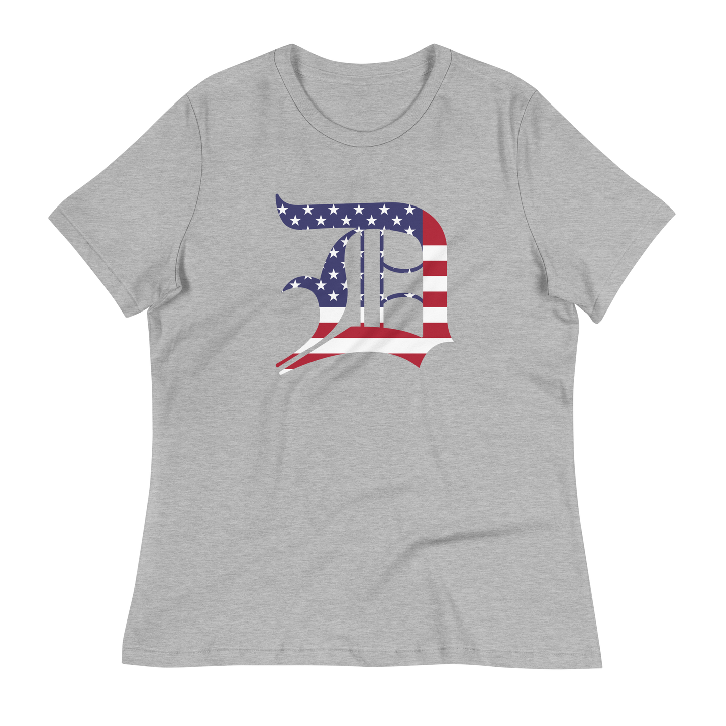 Detroit 'Old English D' T-Shirt (Patriotic Edition) | Women's Relaxed Fit