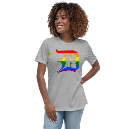 Detroit 'Old English D' T-Shirt (Rainbow Pride Edition) | Women's Relaxed Fit