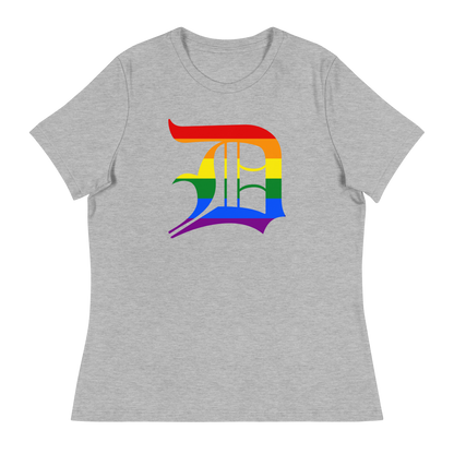 Detroit 'Old English D' T-Shirt (Rainbow Pride Edition) | Women's Relaxed Fit