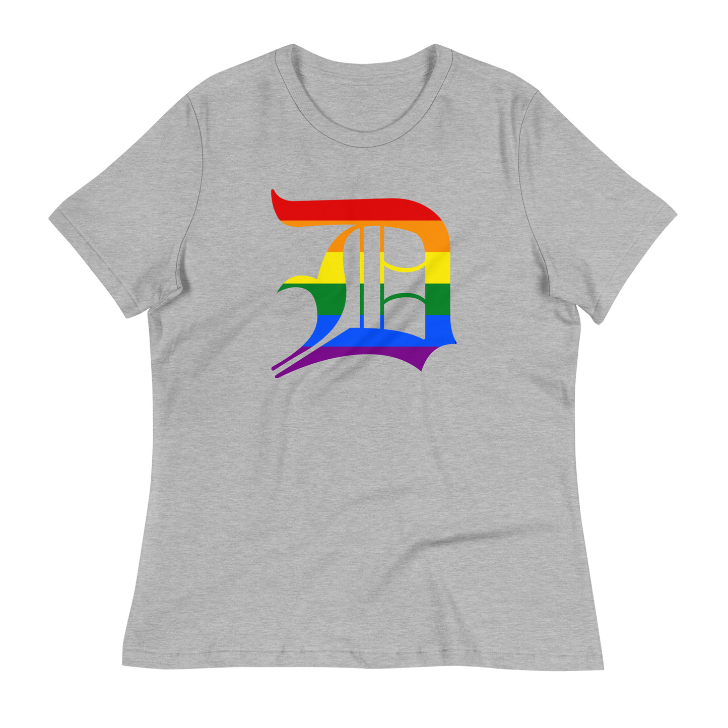 Detroit 'Old English D' T-Shirt (Rainbow Pride Edition) | Women's Relaxed Fit