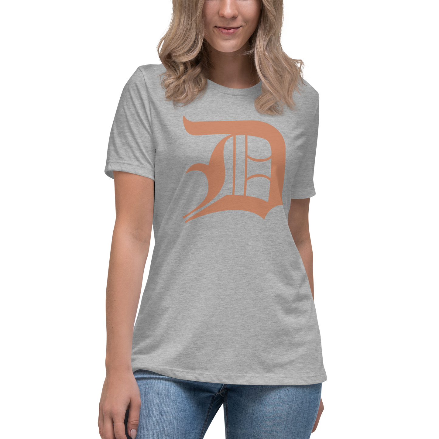 Detroit 'Old English D' T-Shirt (Copper Color) | Women's Relaxed Fit