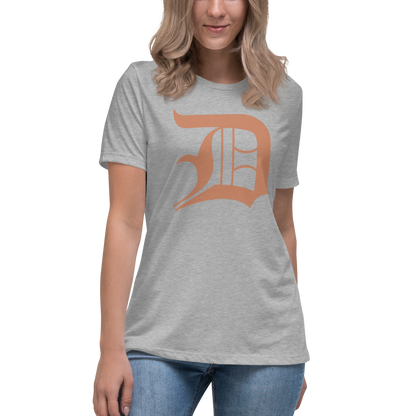 Detroit 'Old English D' T-Shirt (Copper Color) | Women's Relaxed Fit