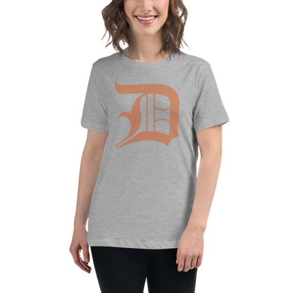 Detroit 'Old English D' T-Shirt (Copper Color) | Women's Relaxed Fit