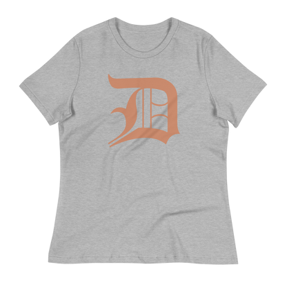 Detroit 'Old English D' T-Shirt (Copper Color) | Women's Relaxed Fit