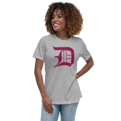 Detroit 'Old English D' T-Shirt (Ruby Red) | Women's Relaxed Fit