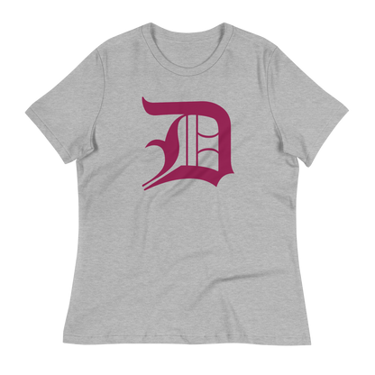 Detroit 'Old English D' T-Shirt (Ruby Red) | Women's Relaxed Fit