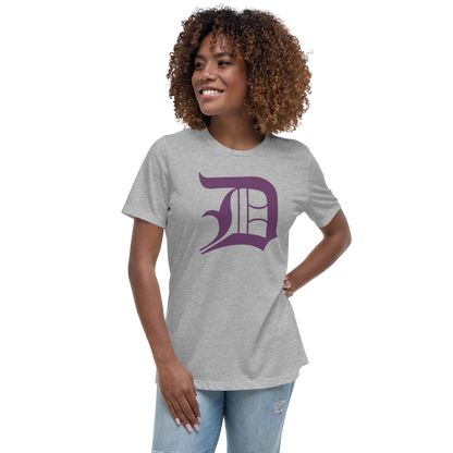 Detroit 'Old English D' T-Shirt (Plum) | Women's Relaxed Fit