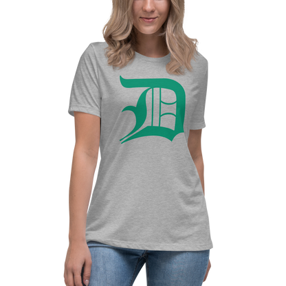 Detroit 'Old English D' T-Shirt (Emerald Green) | Women's Relaxed Fit