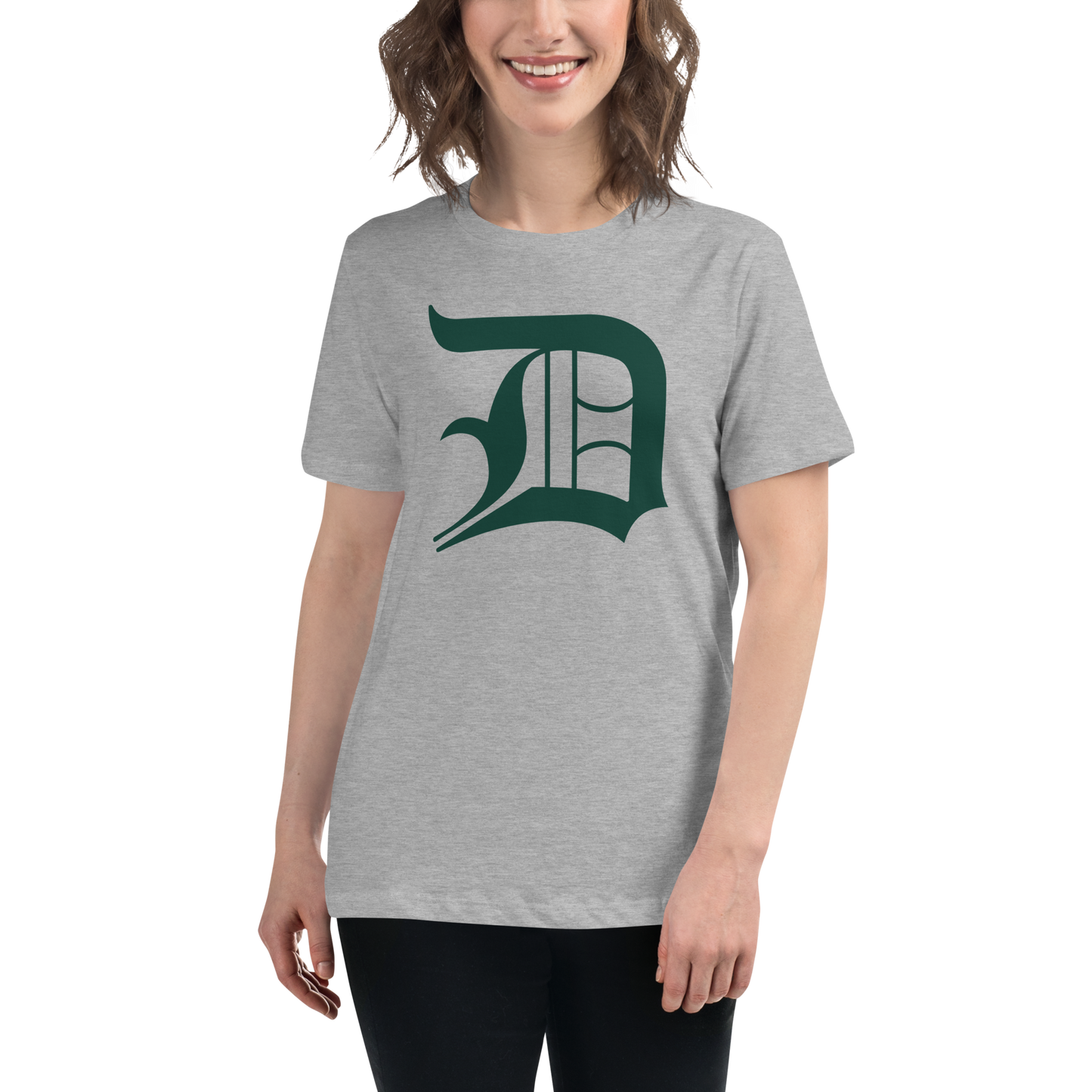 Detroit 'Old English D' T-Shirt (Laconic Green) | Women's Relaxed Fit