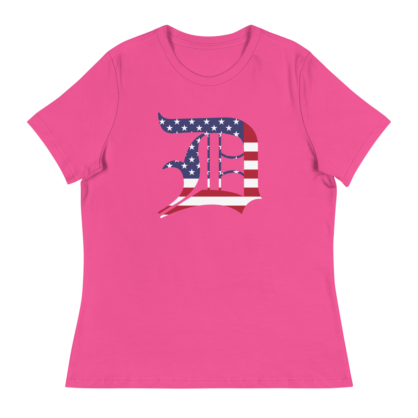 Detroit 'Old English D' T-Shirt (Patriotic Edition) | Women's Relaxed Fit