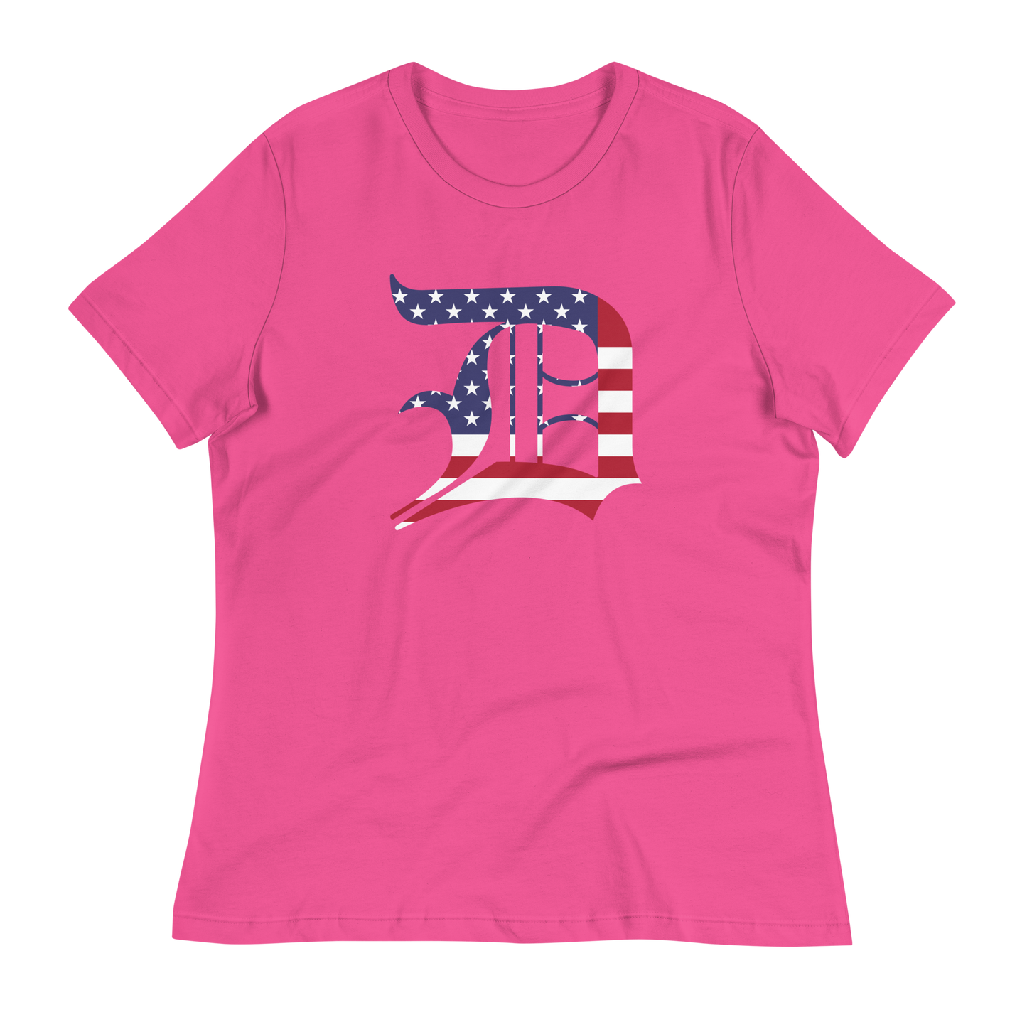 Detroit 'Old English D' T-Shirt (Patriotic Edition) | Women's Relaxed Fit