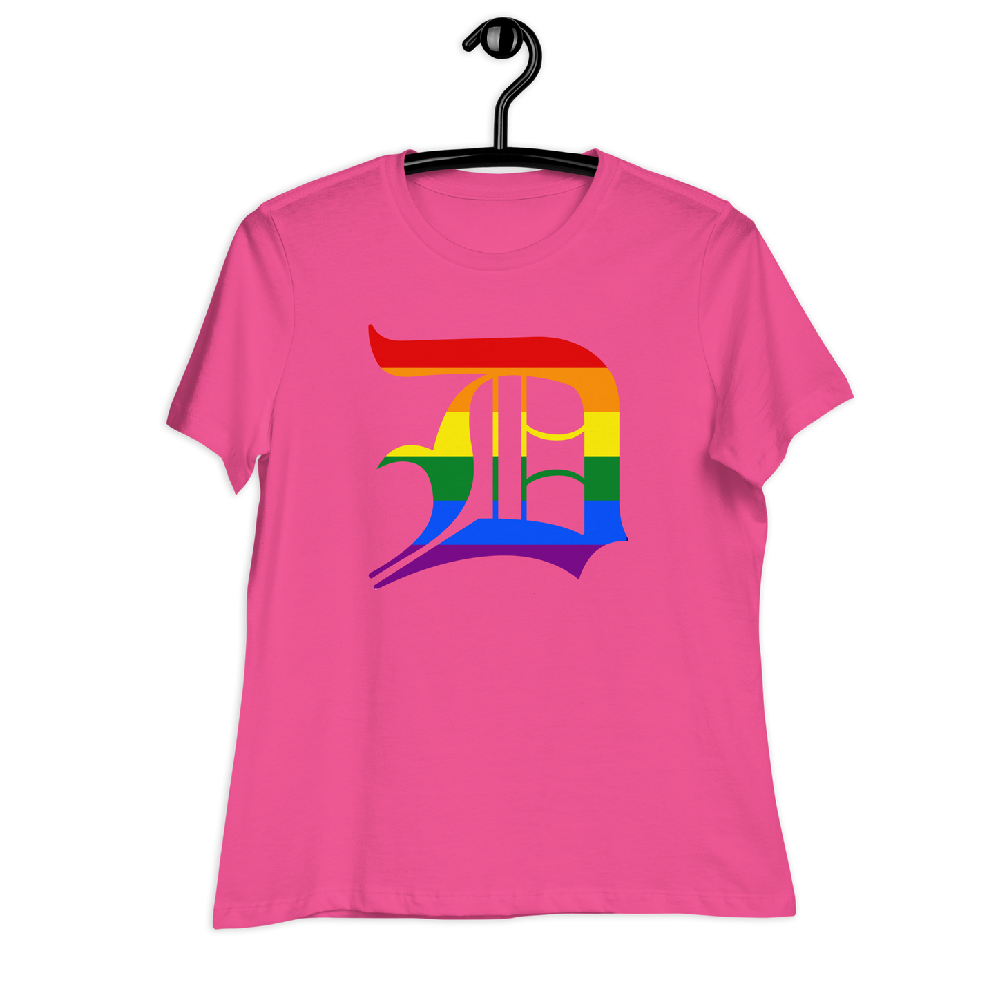 Detroit 'Old English D' T-Shirt (Rainbow Pride Edition) | Women's Relaxed Fit