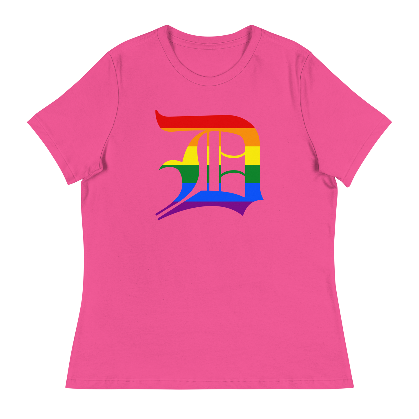 Detroit 'Old English D' T-Shirt (Rainbow Pride Edition) | Women's Relaxed Fit