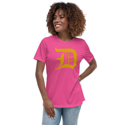 Detroit 'Old English D' T-Shirt (Gold) | Women's Relaxed Fit