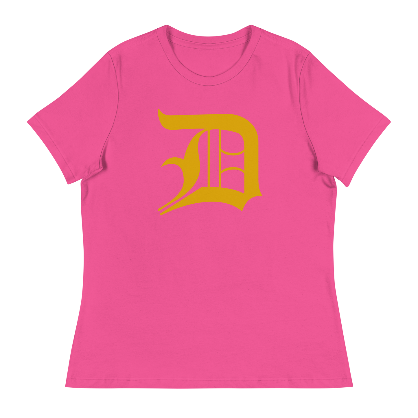 Detroit 'Old English D' T-Shirt (Gold) | Women's Relaxed Fit