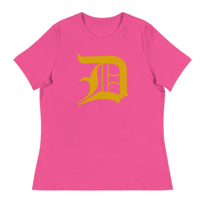 Detroit 'Old English D' T-Shirt (Gold) | Women's Relaxed Fit