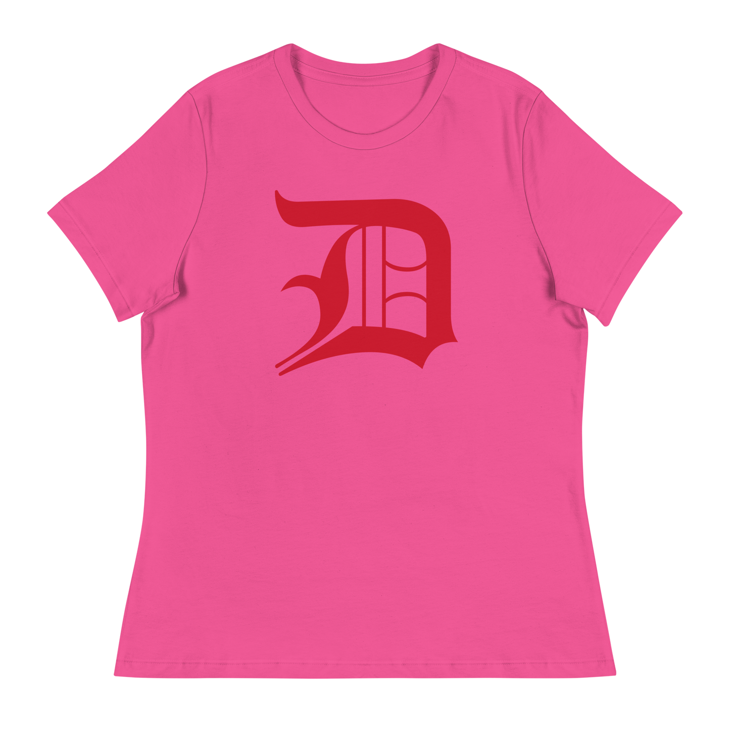 Detroit 'Old English D' T-Shirt (Aliform Red) | Women's Relaxed Fit