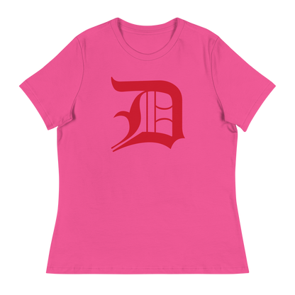 Detroit 'Old English D' T-Shirt (Aliform Red) | Women's Relaxed Fit