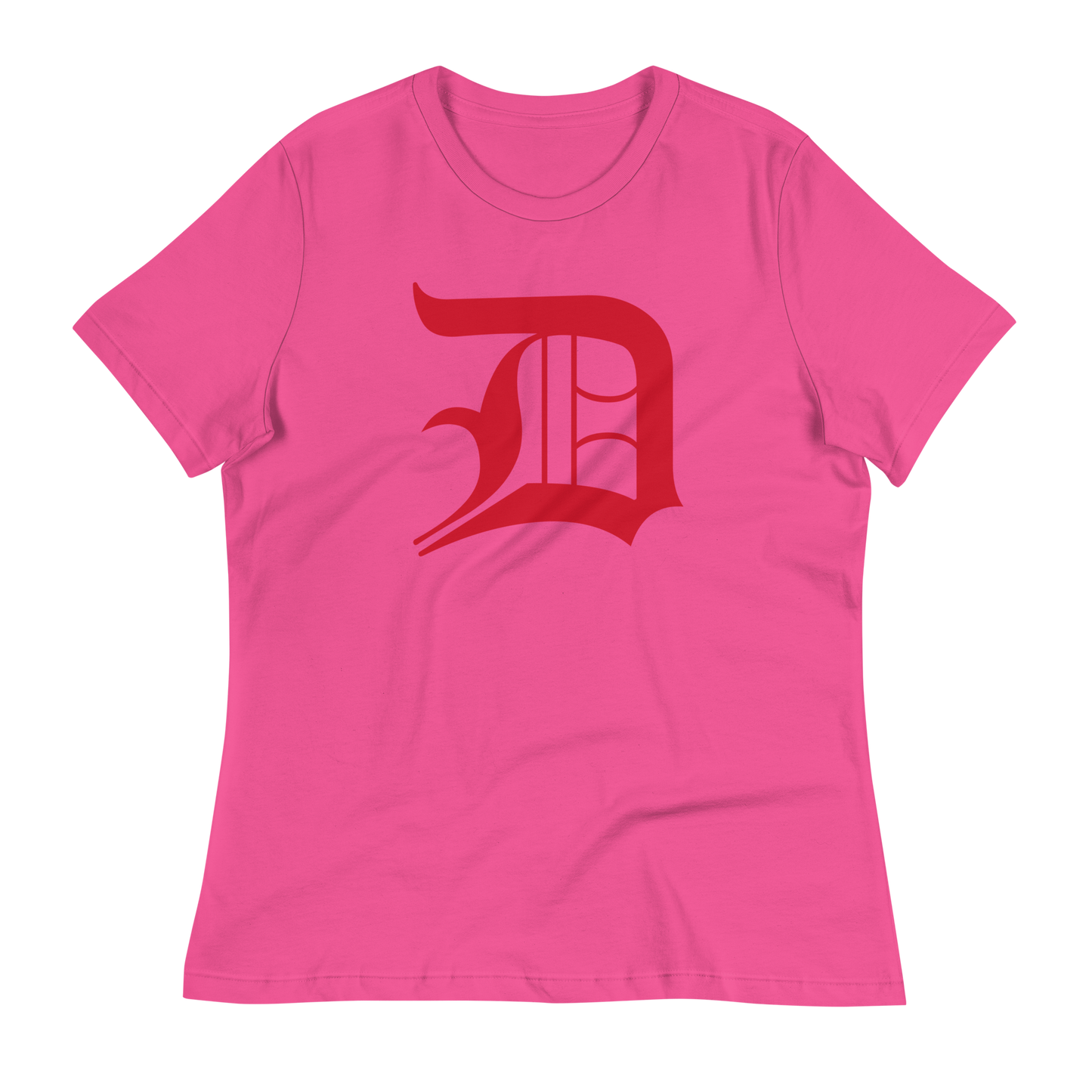 Detroit 'Old English D' T-Shirt (Aliform Red) | Women's Relaxed Fit