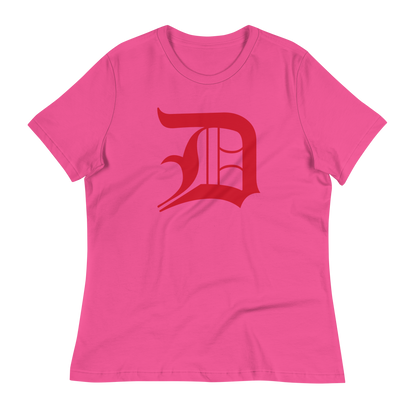 Detroit 'Old English D' T-Shirt (Aliform Red) | Women's Relaxed Fit