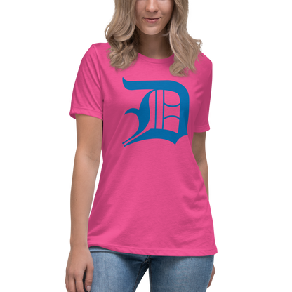 Detroit 'Old English D' T-Shirt (Azure) | Women's Relaxed Fit