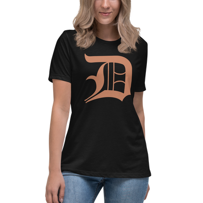 Detroit 'Old English D' T-Shirt (Copper Color) | Women's Relaxed Fit