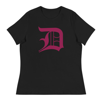 Detroit 'Old English D' T-Shirt (Ruby Red) | Women's Relaxed Fit