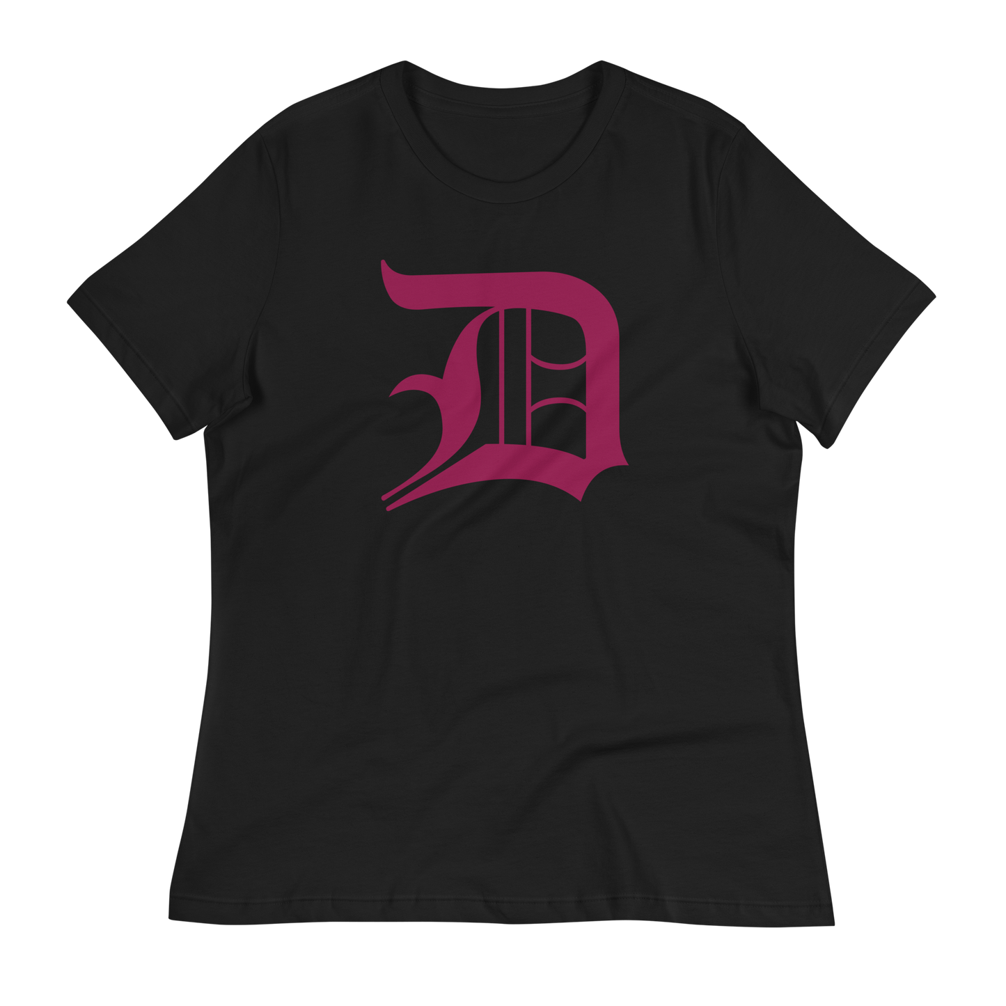 Detroit 'Old English D' T-Shirt (Ruby Red) | Women's Relaxed Fit