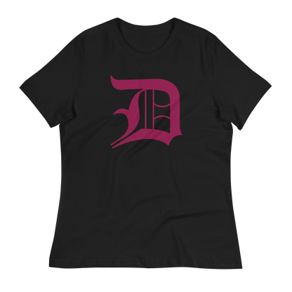 Detroit 'Old English D' T-Shirt (Ruby Red) | Women's Relaxed Fit